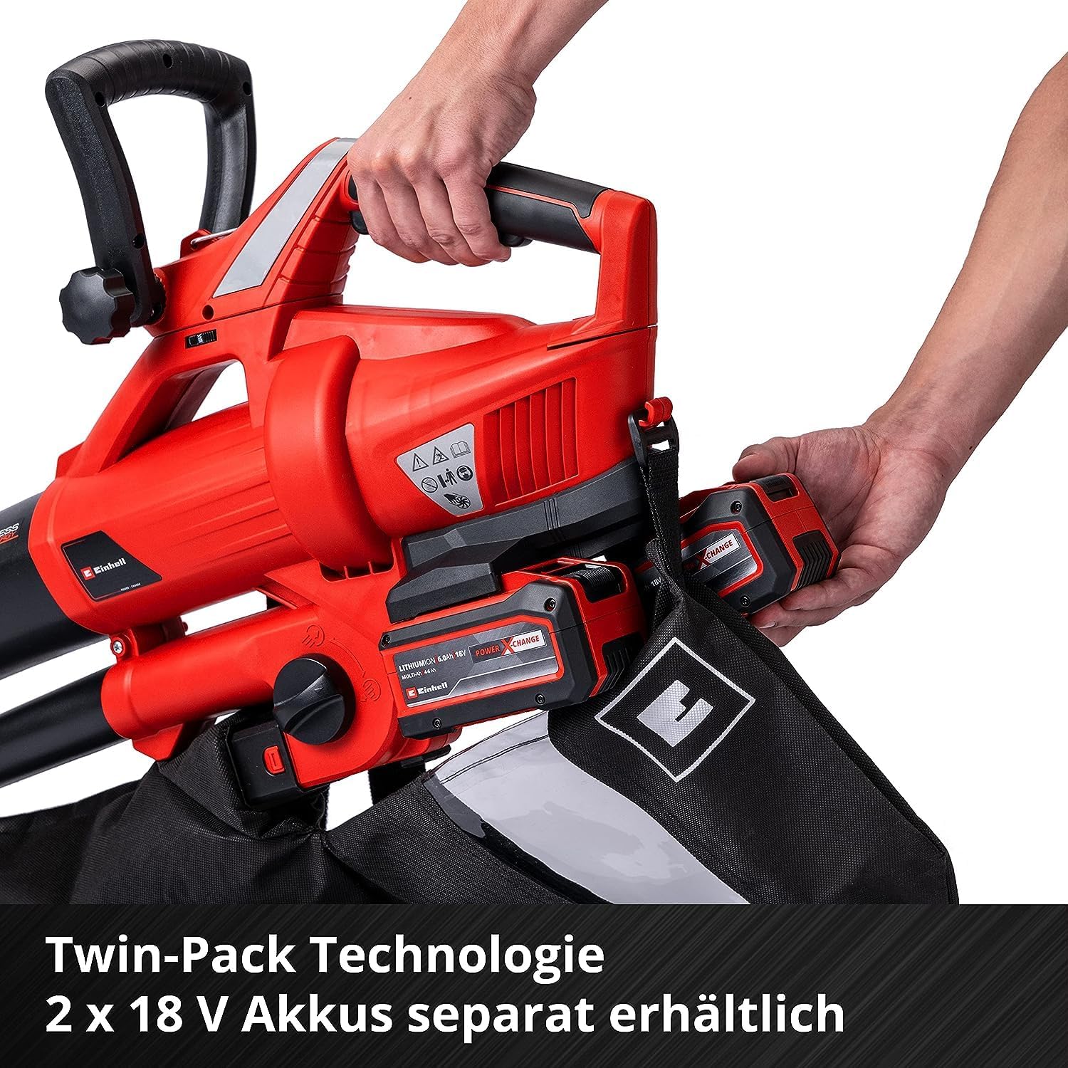 Einhell Akku-Laubsauger GE-CL 36 Li E-Solo, 2x18V, 210 km/h, 45L Fangsack, ohne Akku & Ladegerät